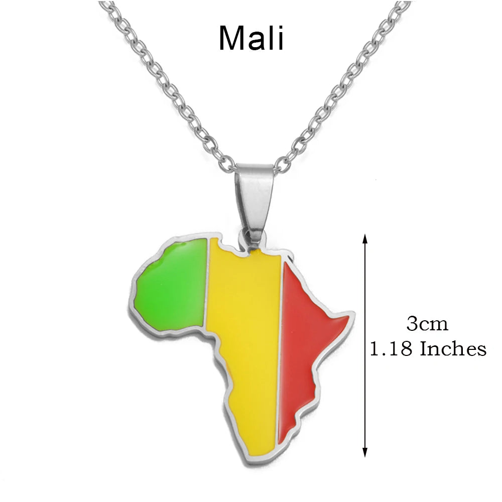 3CM Afrika-Landkarten-Halskette – Edelstahl-Anhänger für Algerien, Marokko, Ägypten, Tunesien & Libyen, Unisex Schmuck