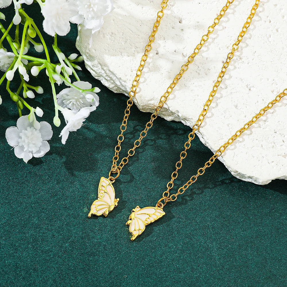 Schmetterlings-Freundschaftshalsketten mit Halsnahen Ketten – Passender Schmuck für Gute Freunde