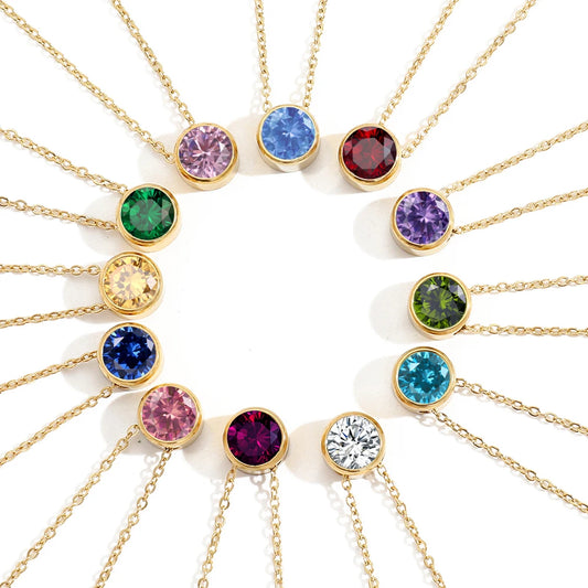 Halskette mit 12 Geburtssteinen für Damen – Goldfarbene Edelstahl-Kette für Braut, Hochzeit, Geburtstag, Jahrestag & Elegante Schmuckgeschenke