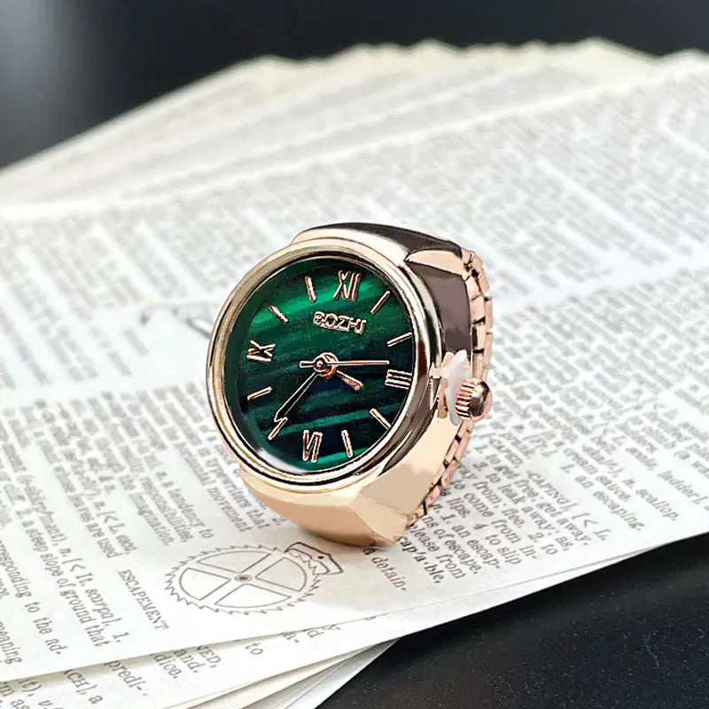 Vintage Finger-Ringuhr mit Quarzwerk – Kreative Mini-Uhr mit Metalllegierungsgehäuse als Modeschmuck für Damen & Herren