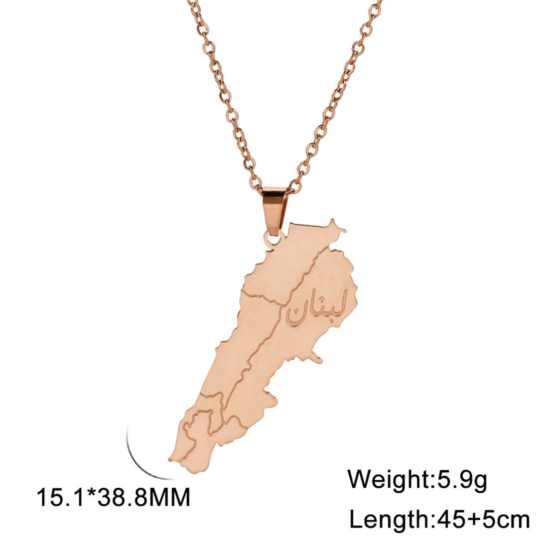 Klassische Libanon Landkarten-Flaggen-Halskette – Edelstahl Libanesischer Länder-Anhänger, Heimat- & Kulturschmuck für Damen & Herren