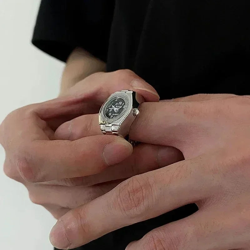 Retro-Quarz-Fingerringuhr – Elastische Unisex-Ringuhr im 80er-Jahre-Stil für Paare