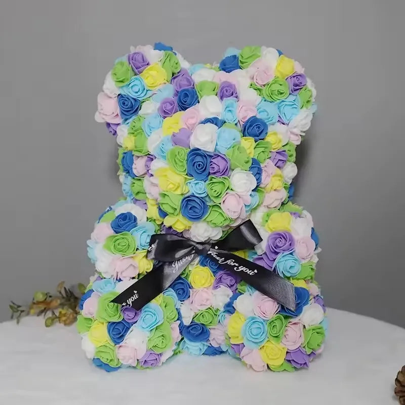 Ewiger Rosen-Teddybär aus Kunstblumen – Romantisches Dekoratives Geschenk zum Muttertag, Geburtstag & Jahrestag