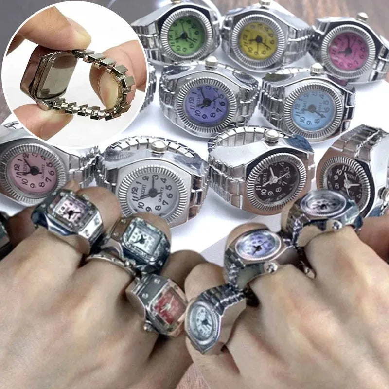 Retro-Quarz-Fingerringuhr – Elastische Unisex-Ringuhr im 80er-Jahre-Stil für Paare