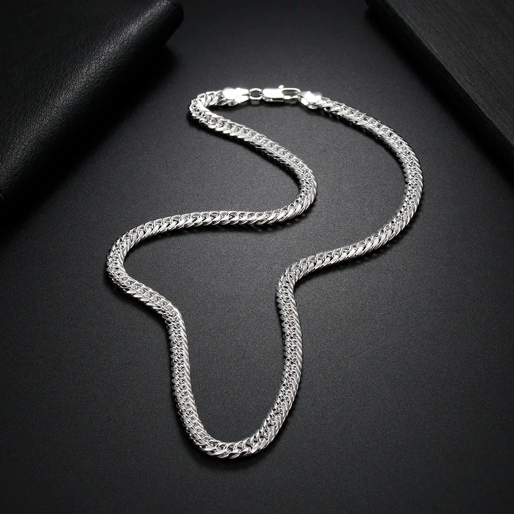 6MM Geometrische Kettenhalskette aus 925 Sterling Silber – Moderne Schmuckkette für Damen & Herren