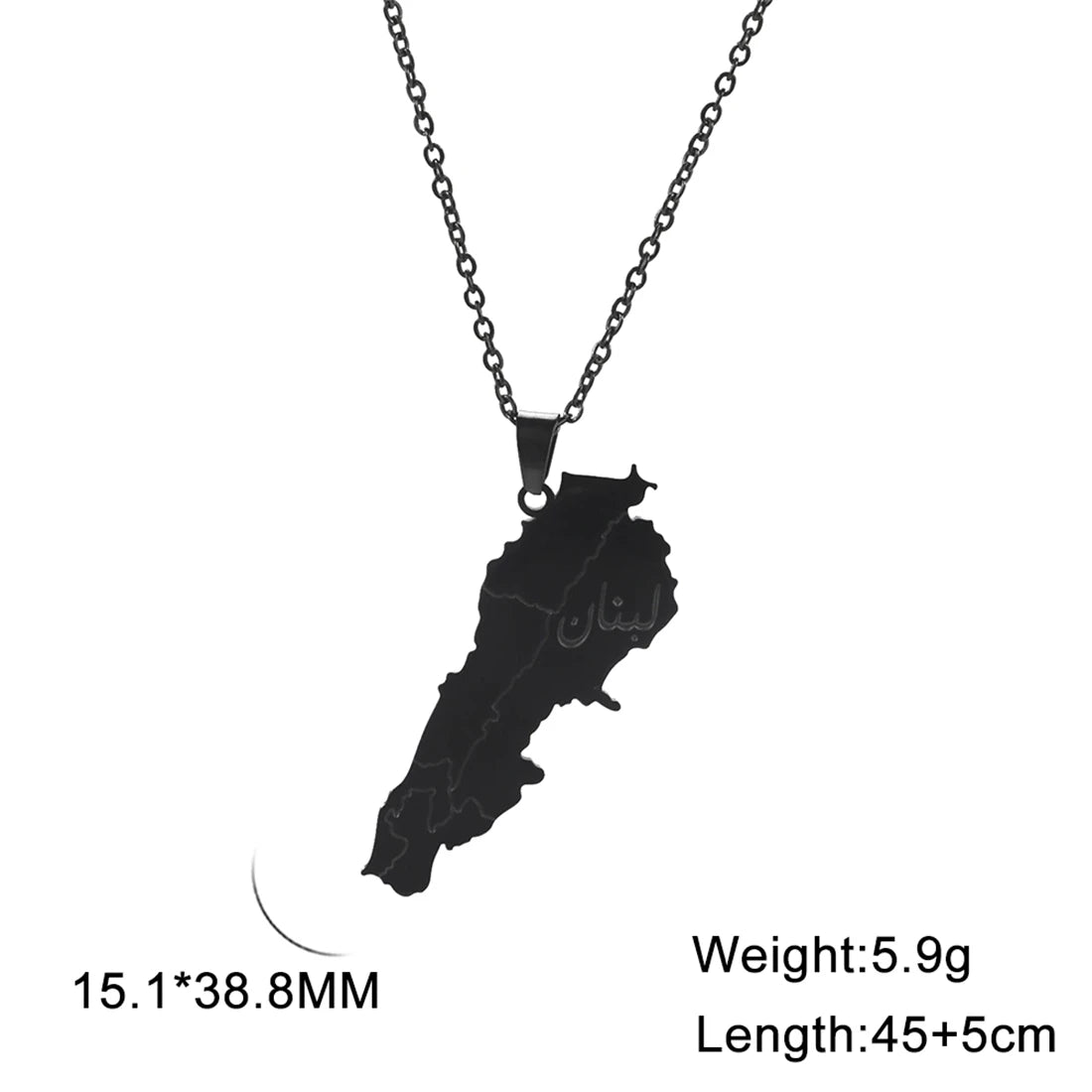 Klassische Libanon Landkarten-Flaggen-Halskette – Edelstahl Libanesischer Länder-Anhänger, Heimat- & Kulturschmuck für Damen & Herren