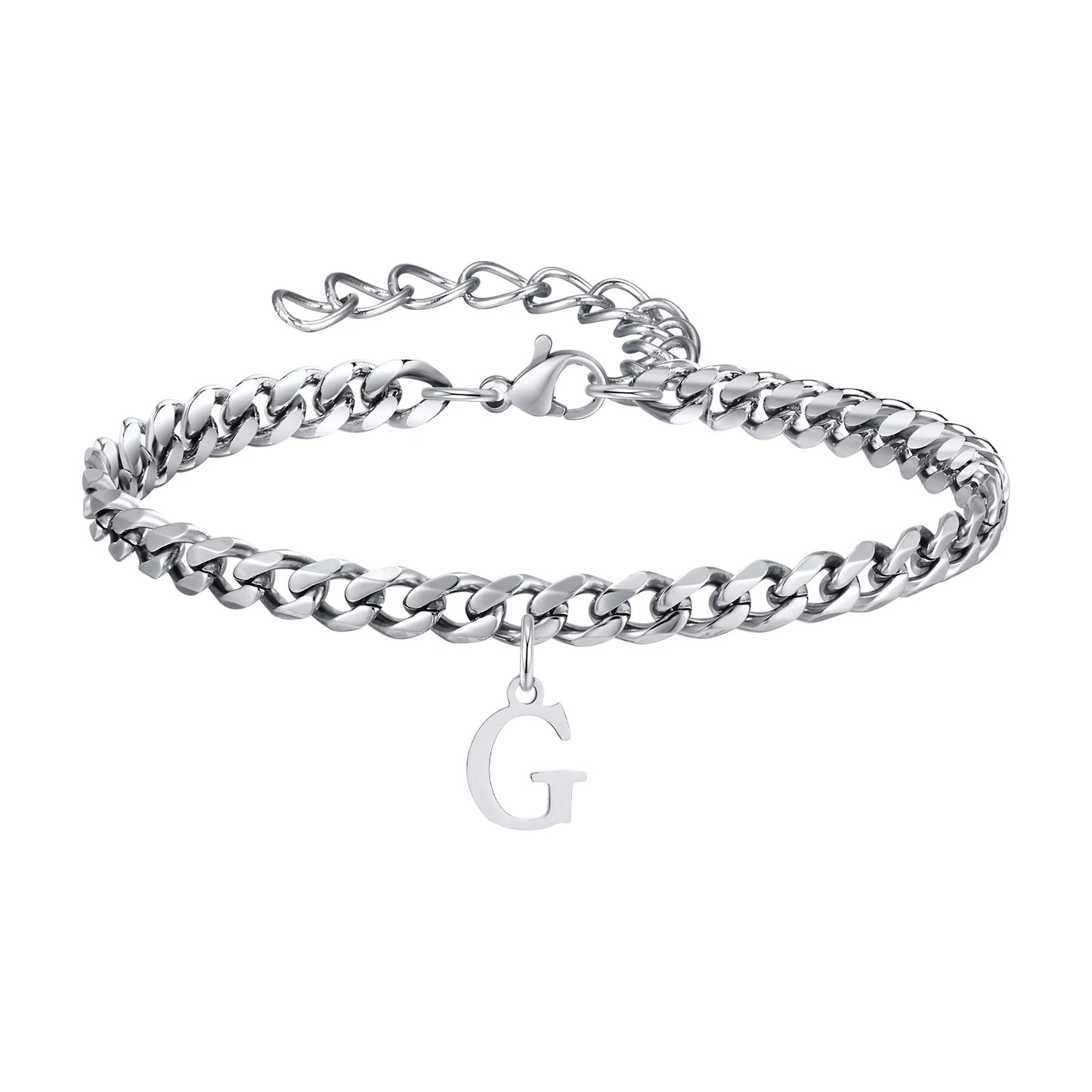 Initialen Buchstaben Cuban-Armband – Edelstahl A-Z Buchstaben Armband