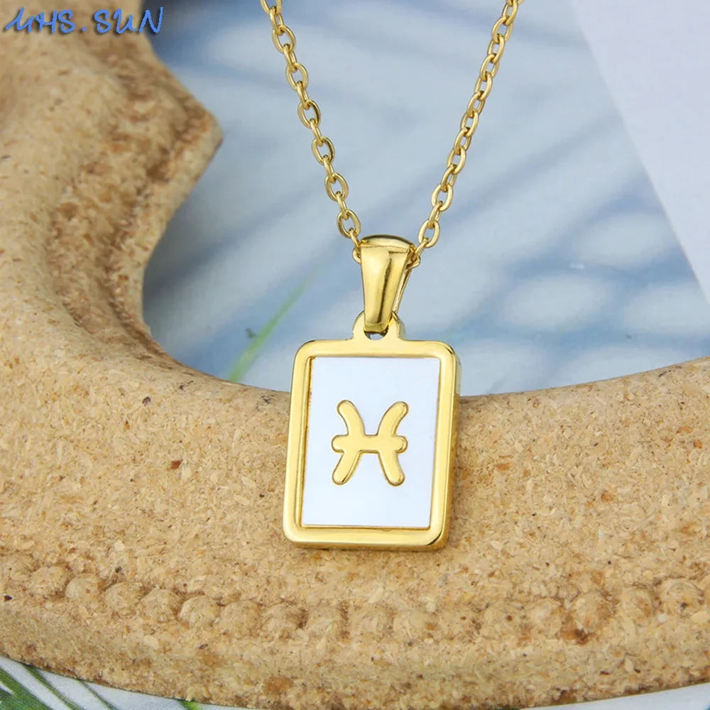 Goldfarbene 12 Sternzeichen-Halskette für Damen – Edelstahl-Konstellations-Anhänger mit 45 cm Kette, Choker & Geburtstagsgeschenk