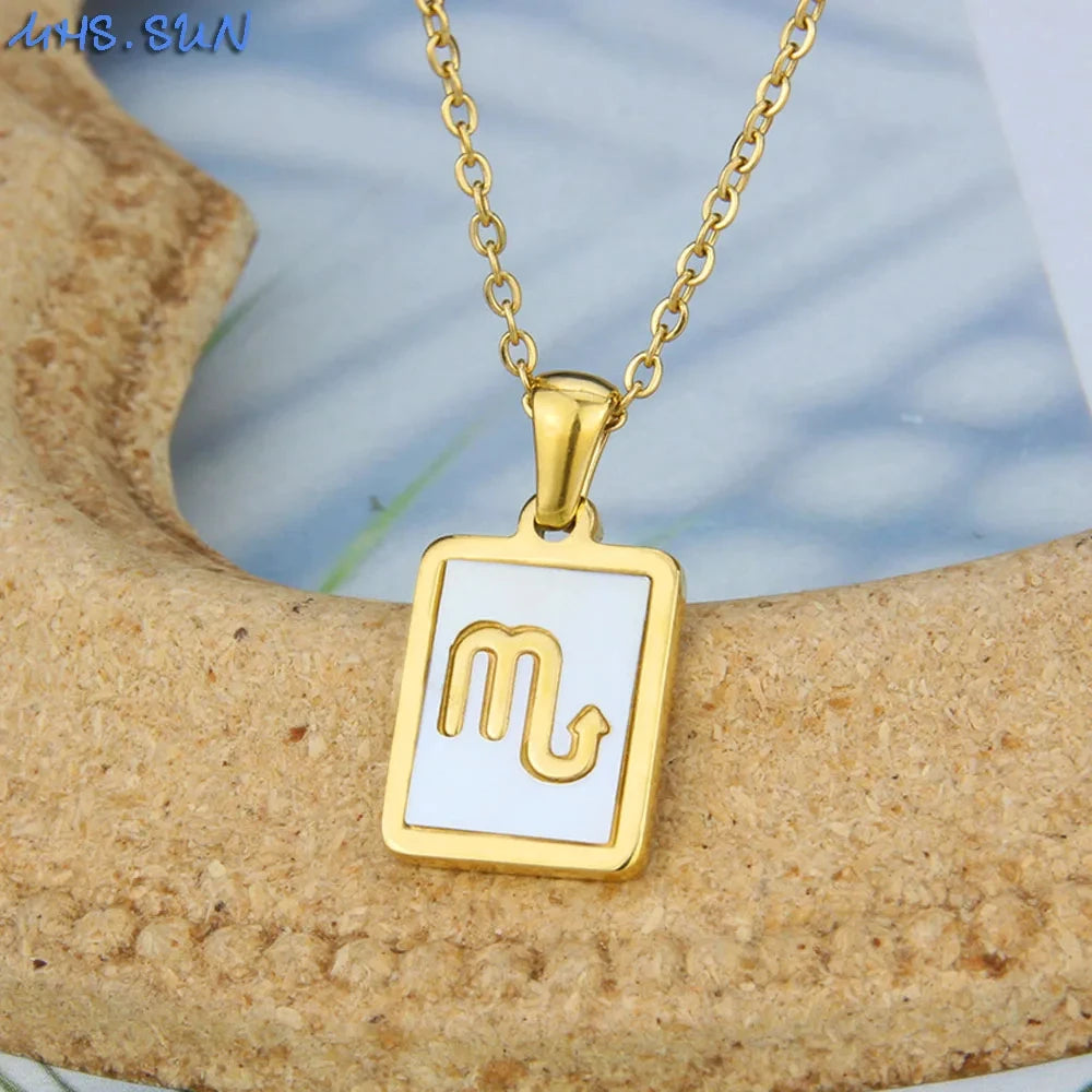 Goldfarbene 12 Sternzeichen-Halskette für Damen – Edelstahl-Konstellations-Anhänger mit 45 cm Kette, Choker & Geburtstagsgeschenk