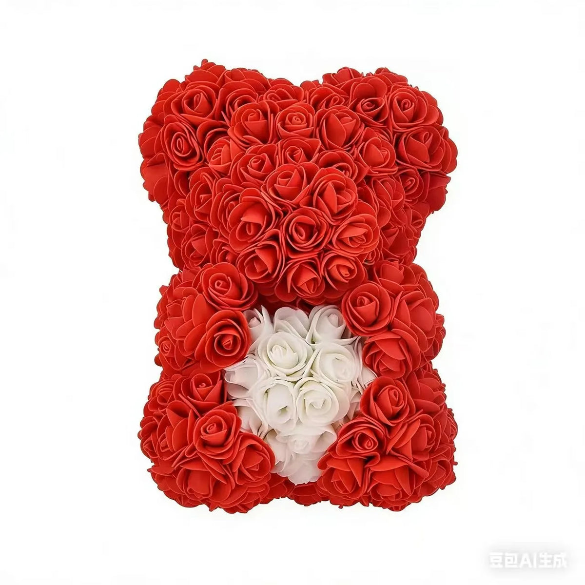 25cm Rosen-Teddybär mit Geschenkbox – Romantischer Kunstrosen-Bär zum Valentinstag oder besonderem Anlass