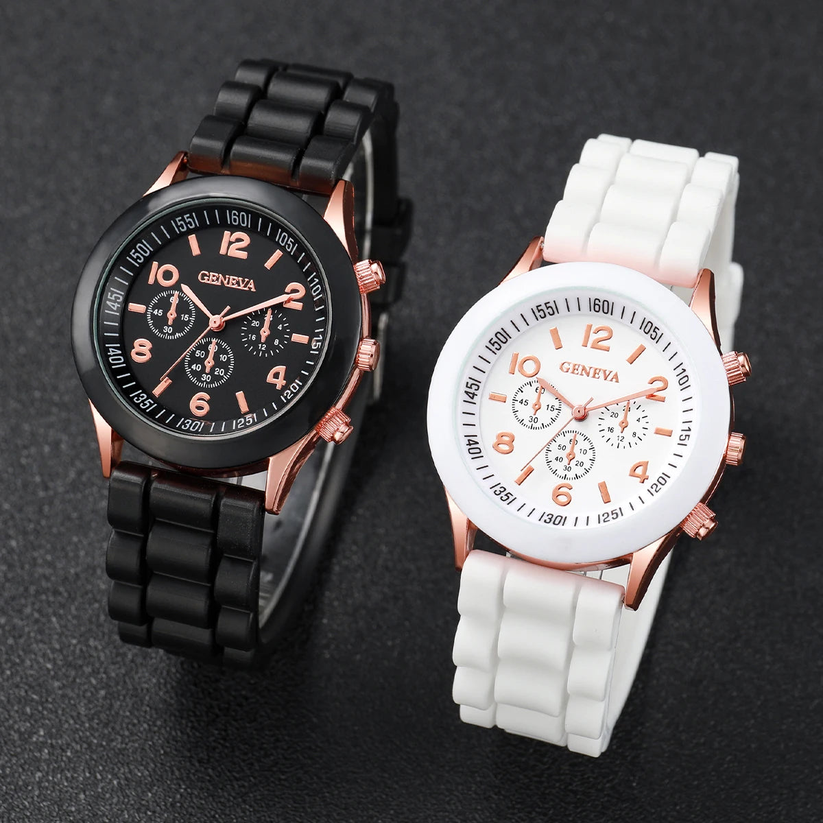 Partner-Armbanduhren mit Quarzwerk, Silikonarmbändern & Herzarmbändern – Passendes Uhren- und Schmuckset für Paare