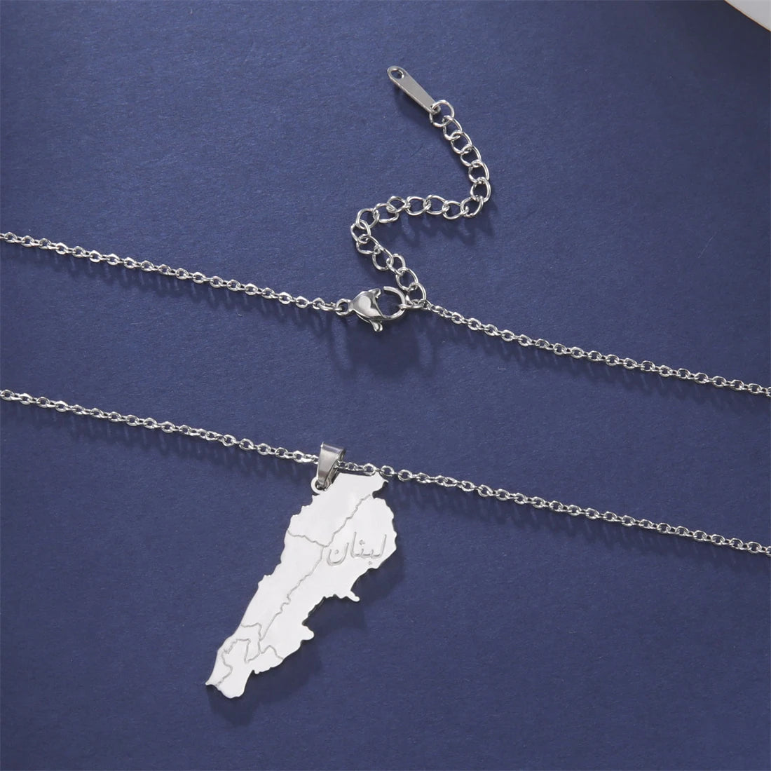 Klassische Libanon Landkarten-Flaggen-Halskette – Edelstahl Libanesischer Länder-Anhänger, Heimat- & Kulturschmuck für Damen & Herren