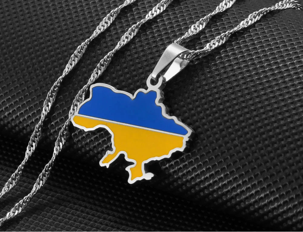 Ukraine Landkarten-Flaggen-Halskette für Damen & Herren – Ukrainischer Länder-Anhänger, Heimat-, Kultur- & Erinnerungsschmuck