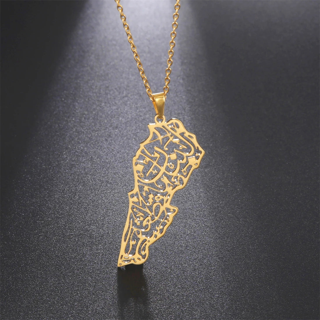Klassische Libanon Landkarten-Flaggen-Halskette – Edelstahl Libanesischer Länder-Anhänger, Heimat- & Kulturschmuck für Damen & Herren