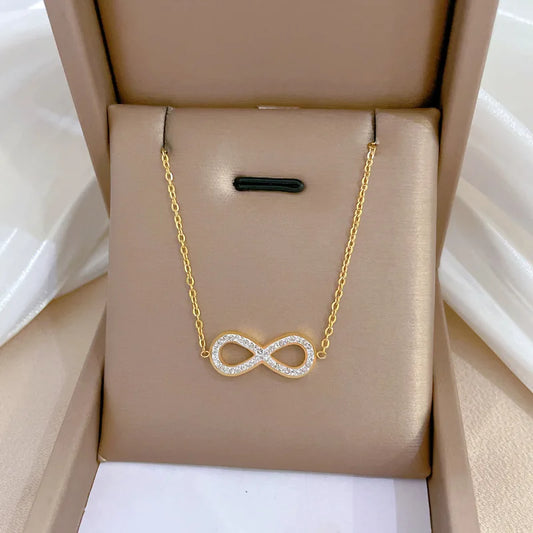 Eternal Love Unendlichkeits-Zirkonia-Halskette für Damen – Vergoldeter Edelstahl-Anhänger, Geburtstags- & Valentinstagsgeschenk