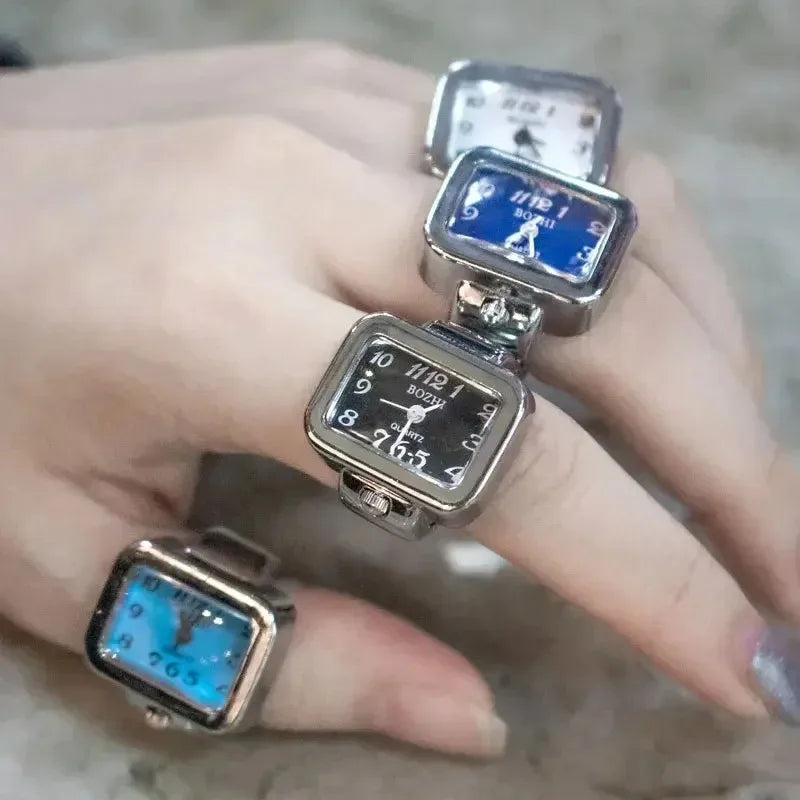 Retro-Quarz-Fingerringuhr – Elastische Unisex-Ringuhr im 80er-Jahre-Stil für Paare