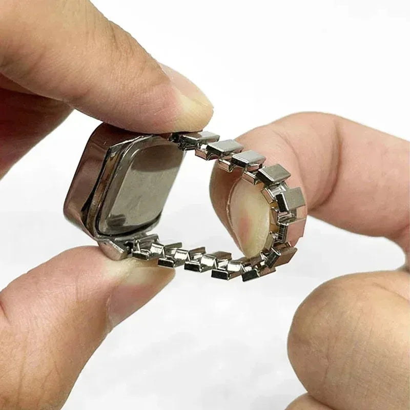 Retro-Quarz-Fingerringuhr – Elastische Unisex-Ringuhr im 80er-Jahre-Stil für Paare