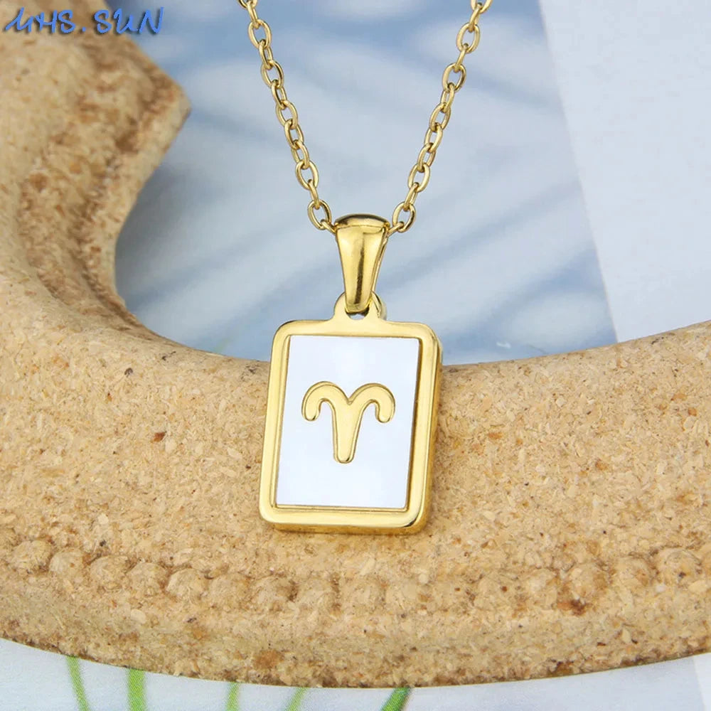 Goldfarbene 12 Sternzeichen-Halskette für Damen – Edelstahl-Konstellations-Anhänger mit 45 cm Kette, Choker & Geburtstagsgeschenk