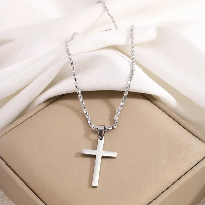 Minimalistische Kreuz-Halskette für Damen & Herren – Goldfarbener Edelstahl Choker