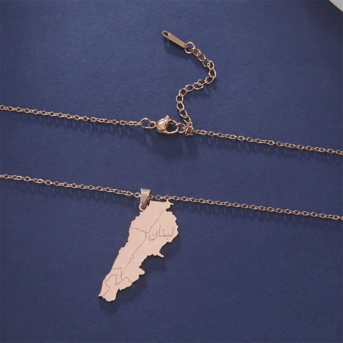 Klassische Libanon Landkarten-Flaggen-Halskette – Edelstahl Libanesischer Länder-Anhänger, Heimat- & Kulturschmuck für Damen & Herren