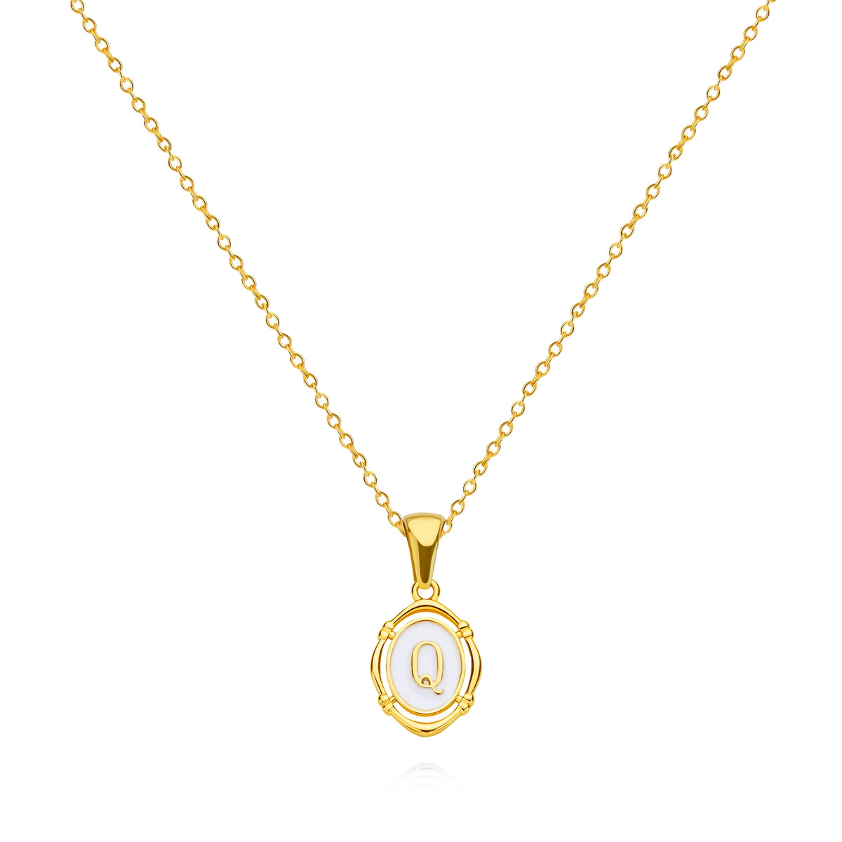 Goldfarbene A-Z Initialen-Emaille-Halskette für Damen – Edelstahl-Buchstabenanhänger mit Kette, Personalisierter Modeschmuck & Geschenk