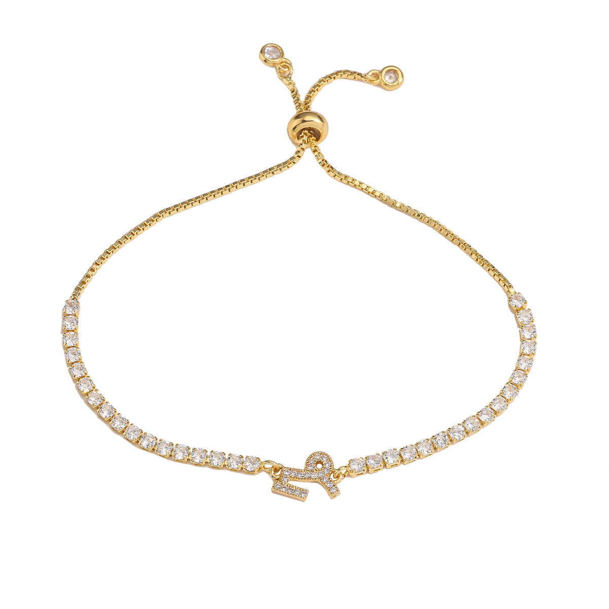 12 Sternzeichen Konstellations-Armband für Damen – Goldfarbenes Zirkon Sternzeichen Charm Armband