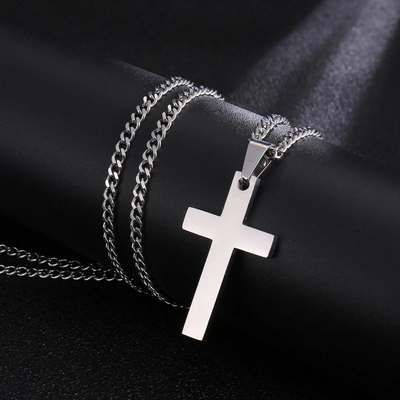Edelstahl-Kreuz-Halskette – Gliederkette im Hip-Hop-Stil für Damen & Herren