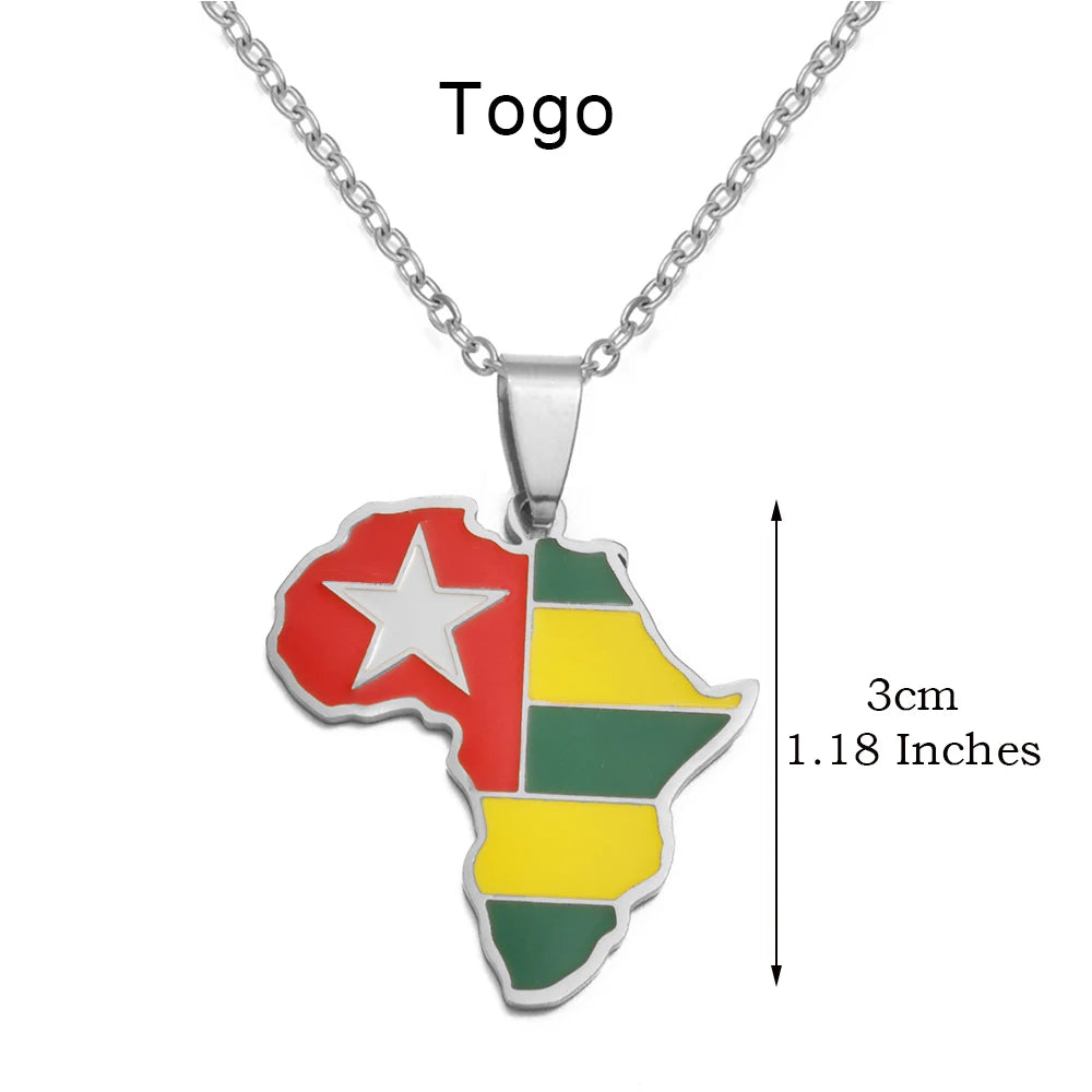 3CM Afrika-Landkarten-Halskette – Edelstahl-Anhänger für Algerien, Marokko, Ägypten, Tunesien & Libyen, Unisex Schmuck