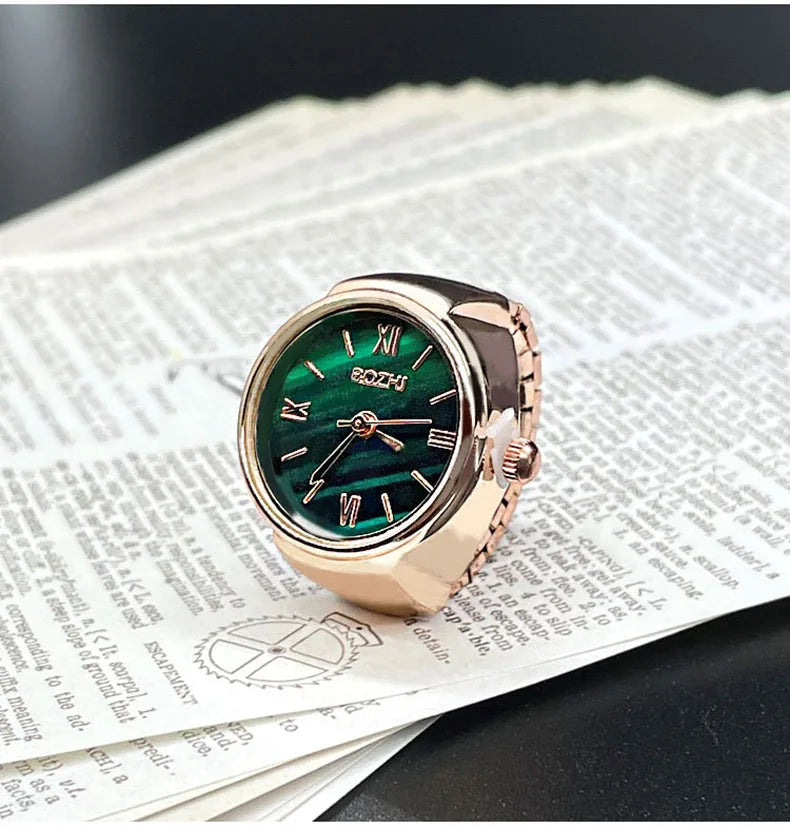 Vintage Finger-Ringuhr mit Quarzwerk – Kreative Mini-Uhr mit Metalllegierungsgehäuse als Modeschmuck für Damen & Herren