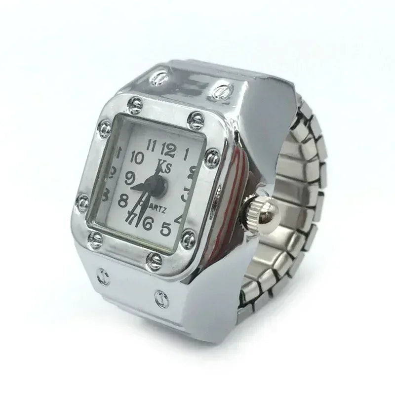 Retro-Quarz-Fingerringuhr – Elastische Unisex-Ringuhr im 80er-Jahre-Stil für Paare