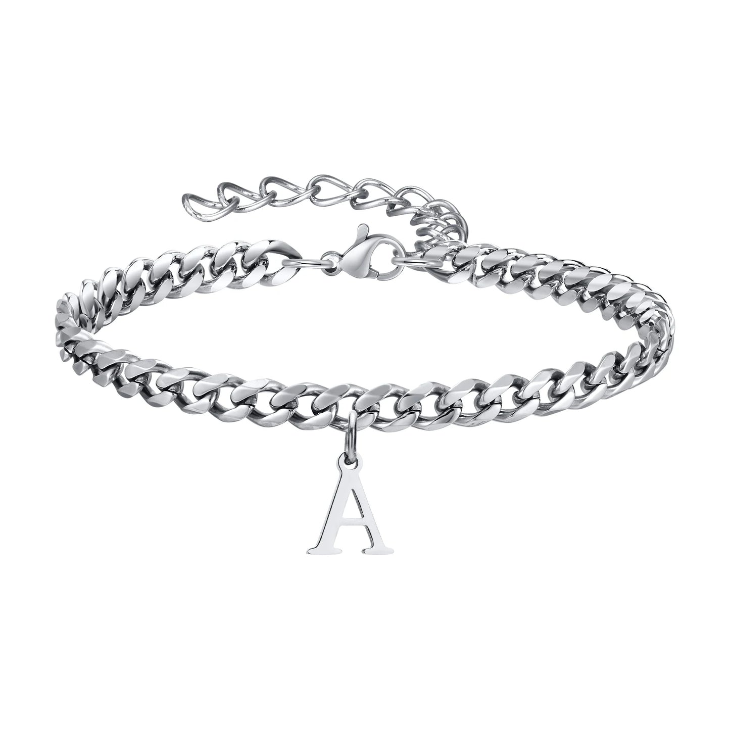 Initialen Buchstaben Cuban-Armband – Edelstahl A-Z Buchstaben Armband