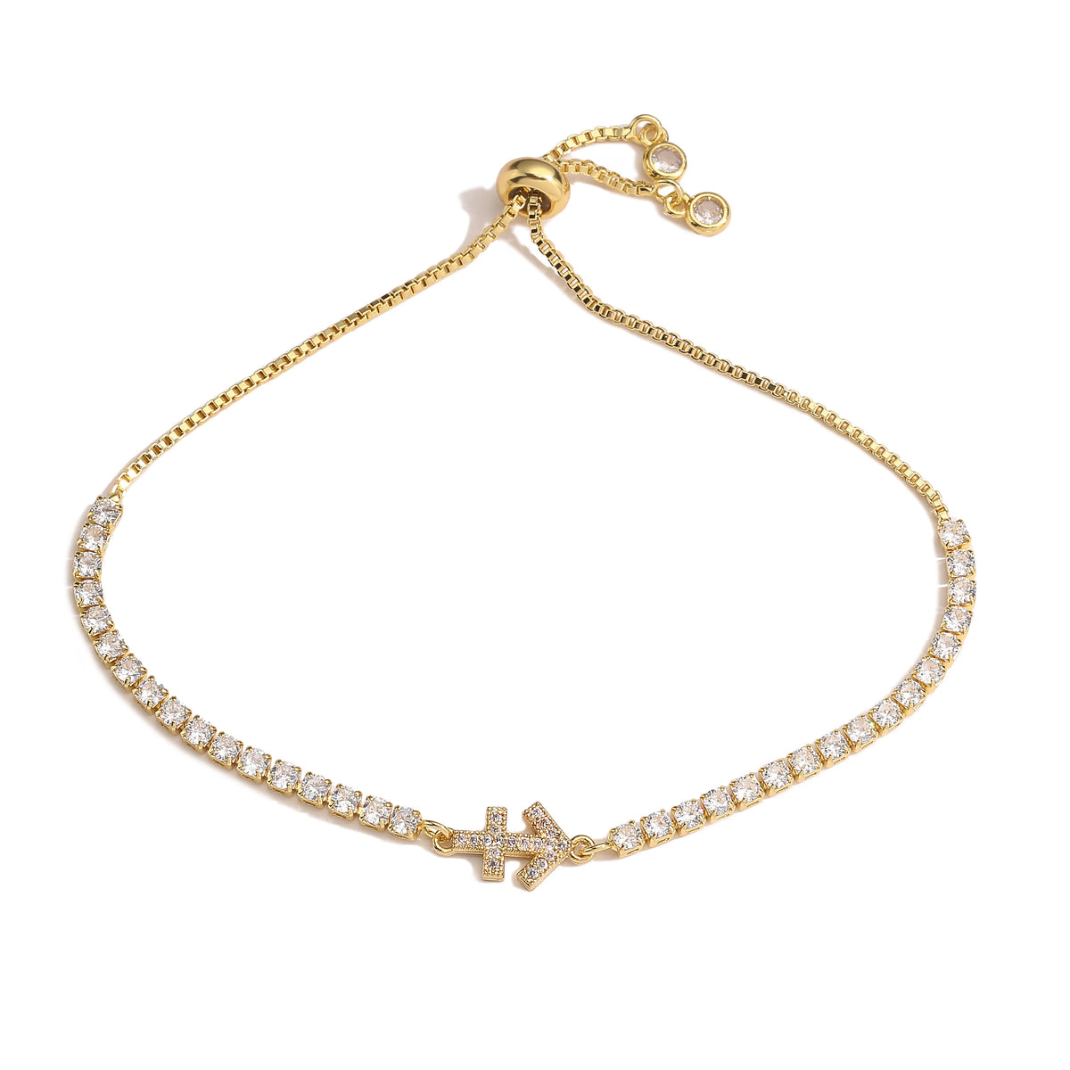 12 Sternzeichen Konstellations-Armband für Damen – Goldfarbenes Zirkon Sternzeichen Charm Armband