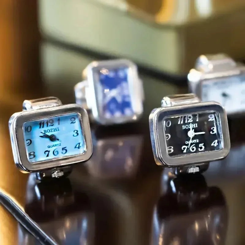 Retro-Quarz-Fingerringuhr – Elastische Unisex-Ringuhr im 80er-Jahre-Stil für Paare