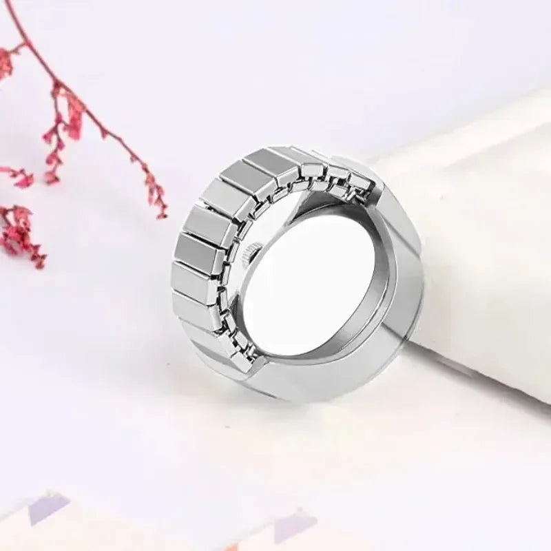 Retro-Quarz-Fingerringuhr – Elastische Unisex-Ringuhr im 80er-Jahre-Stil für Paare