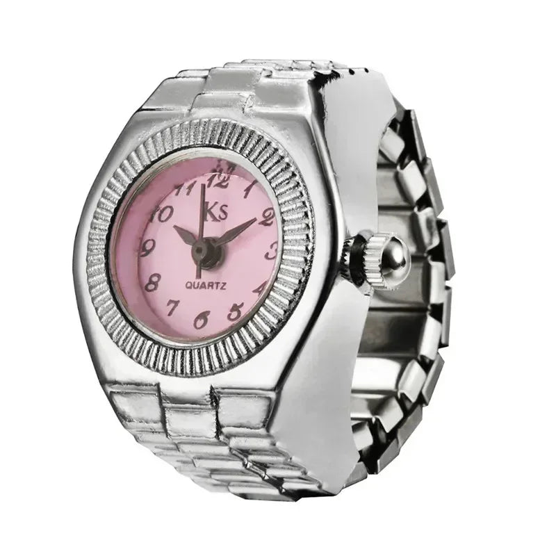 Retro-Quarz-Fingerringuhr – Elastische Unisex-Ringuhr im 80er-Jahre-Stil für Paare