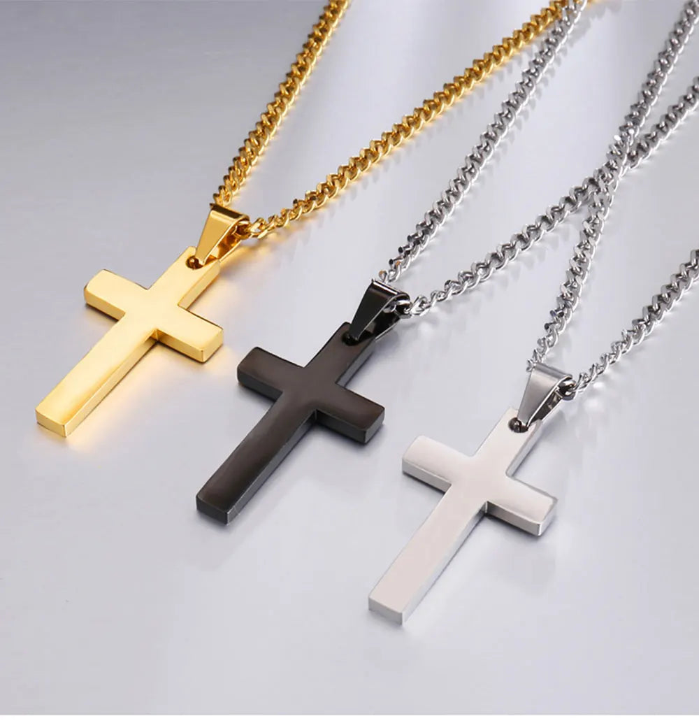 Edelstahl-Kreuz-Halskette – Gliederkette im Hip-Hop-Stil für Damen & Herren