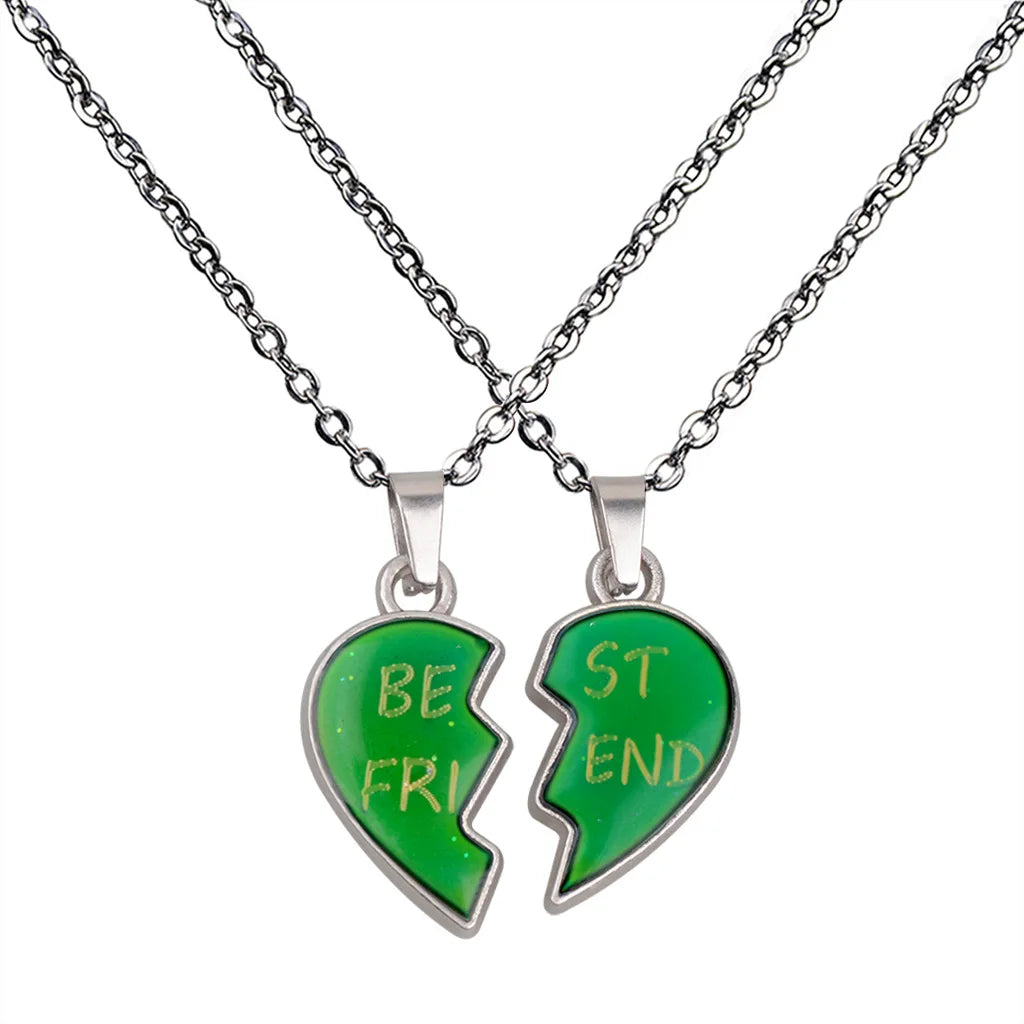 Farbwechselnde Stimmungs-Herz-Puzzle-Halsketten – Passender Partnerschmuck mit Edelstahlketten für Paare & Beste Freunde