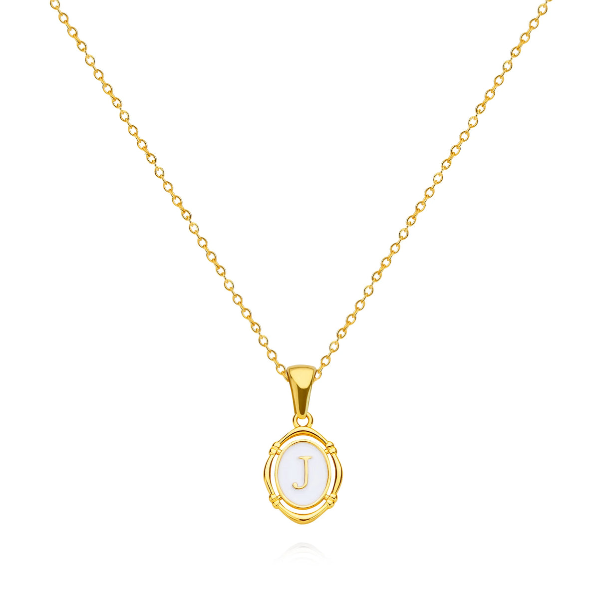 Goldfarbene A-Z Initialen-Emaille-Halskette für Damen – Edelstahl-Buchstabenanhänger mit Kette, Personalisierter Modeschmuck & Geschenk