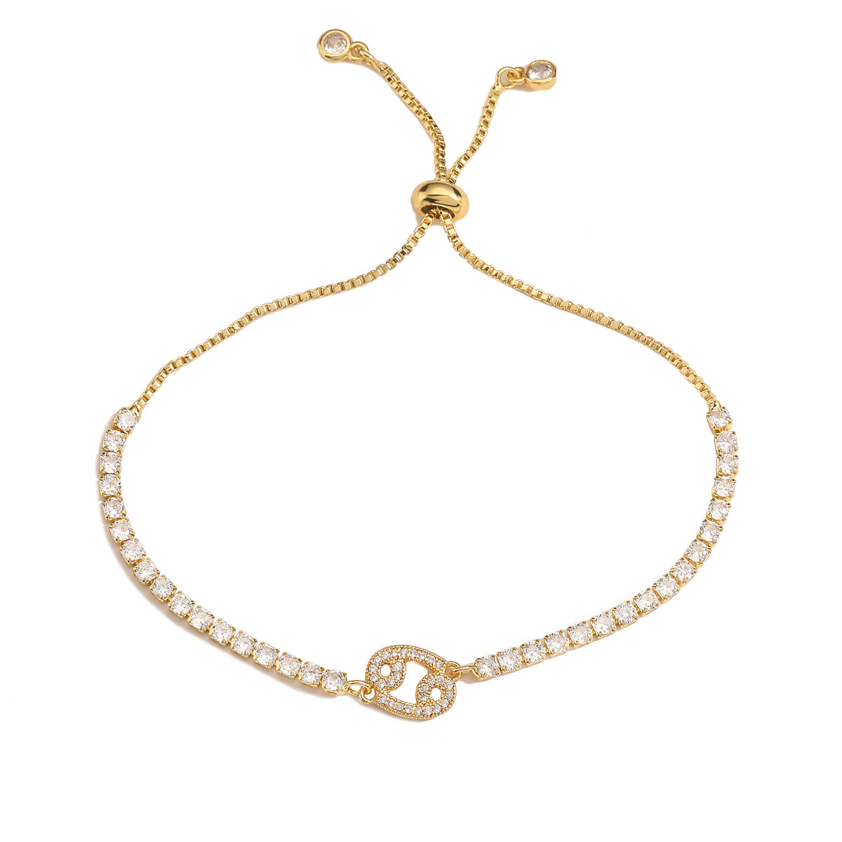 12 Sternzeichen Konstellations-Armband für Damen – Goldfarbenes Zirkon Sternzeichen Charm Armband