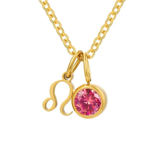 Sternzeichen-Geburtsstein-Halskette – Gold PVD Edelstahl-Choker mit Monatsanhänger