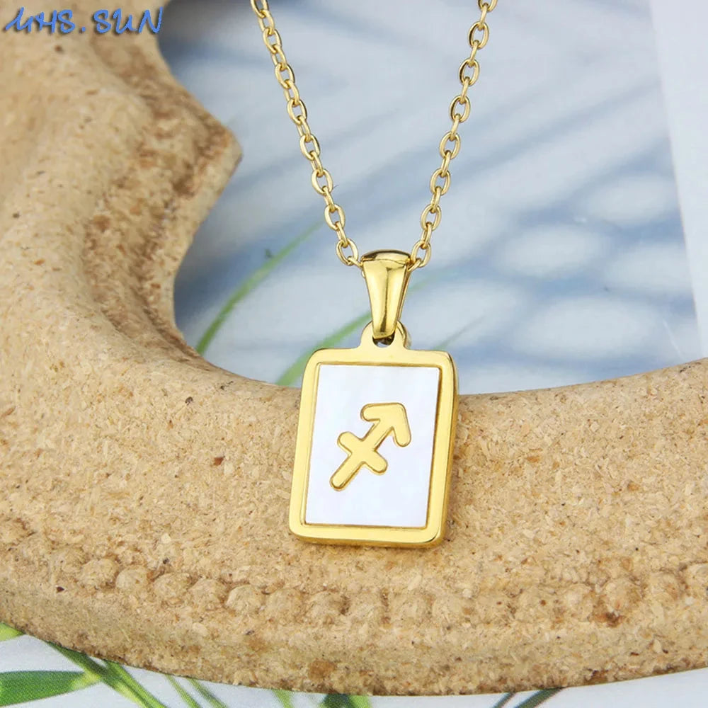 Goldfarbene 12 Sternzeichen-Halskette für Damen – Edelstahl-Konstellations-Anhänger mit 45 cm Kette, Choker & Geburtstagsgeschenk